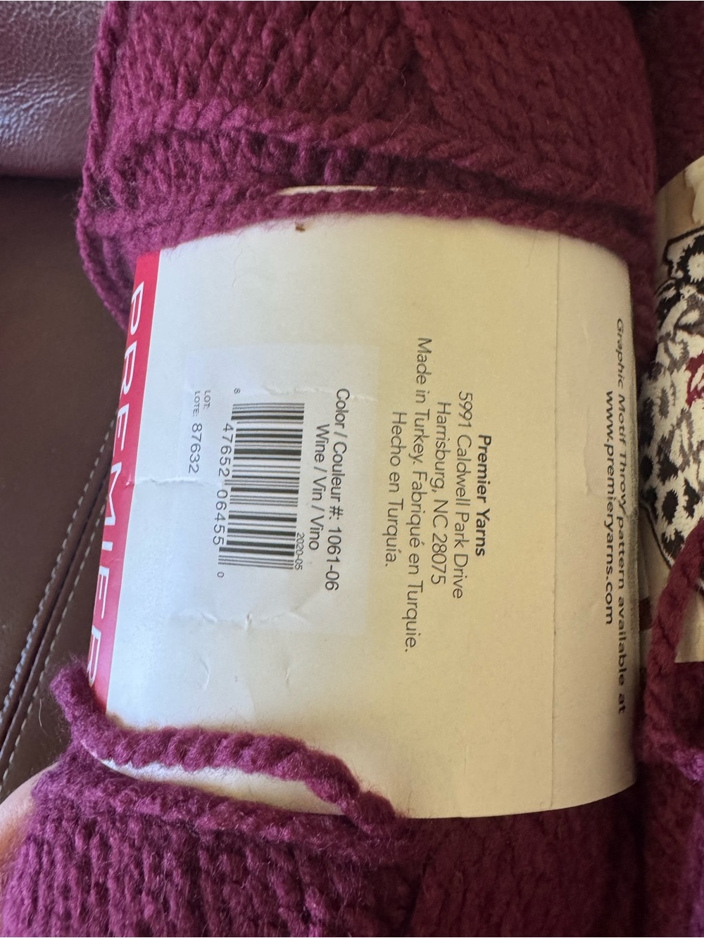 Premier Wine Colored Yarn Skein